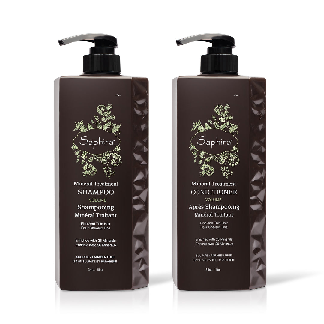 Saphira Mineral Treatment Shampoo & Conditioner for Fine and Thin Hair, 34 oz