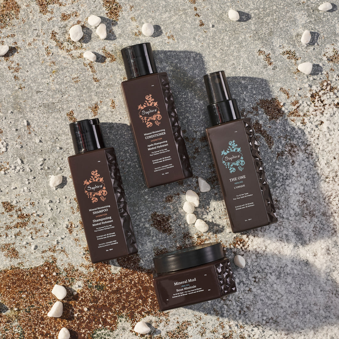 Saphira Travel Size Shampoo, Conditioner, The One and Mineral Mud